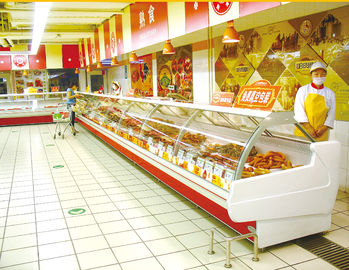เคาน์เตอร์ประหยัดพลังงานในตู้โชว์ตู้สินค้าแสดงผลสำหรับไส้กรอกและผลิตภัณฑ์นม